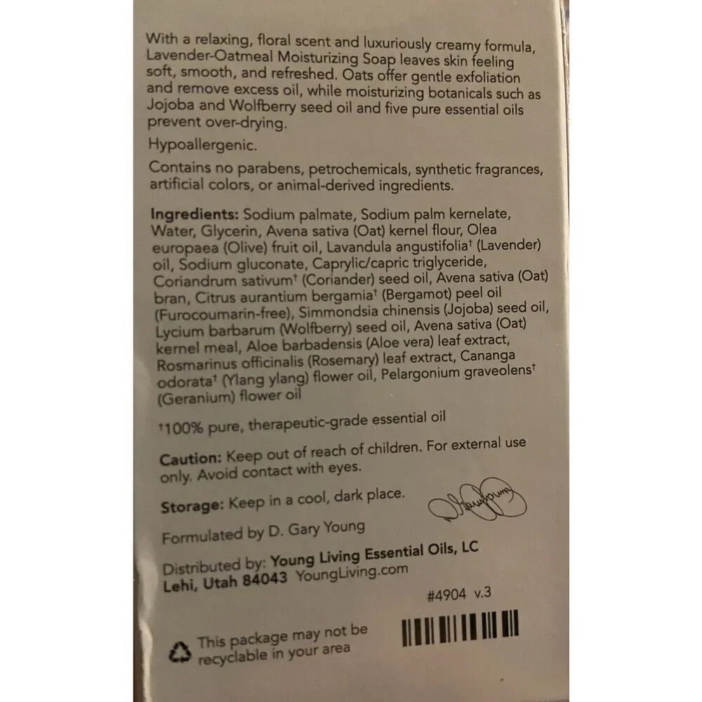 Young Living Essential Oils Moisturizing Soap‎ 3.5oz 100g, Lavender-Oatmeal